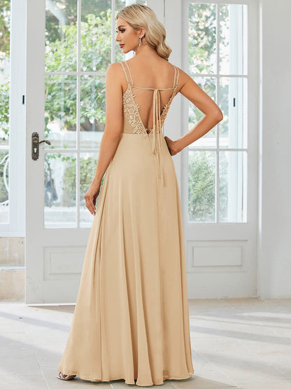 ever RUBY|Multiway Chiffon and Lace Open Back Bridesmaid Dress with Spaghetti Straps