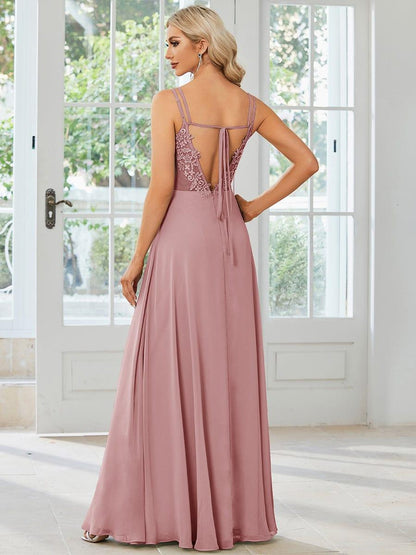 ever RUBY|Multiway Chiffon and Lace Open Back Bridesmaid Dress with Spaghetti Straps