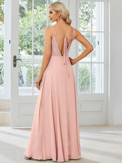 ever RUBY|Multiway Chiffon and Lace Open Back Bridesmaid Dress with Spaghetti Straps