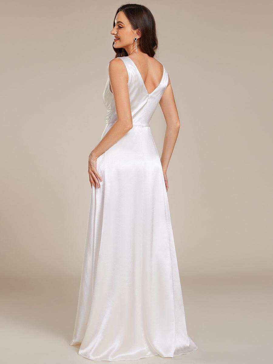 ever INDY|Sleeveless Empire Waist Satin Maxi Bridesmaid Dress With Pockets
