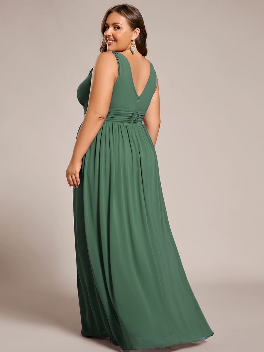 ever HUSH|V Neck Sleeveless Pleated Chiffon Evening Dress