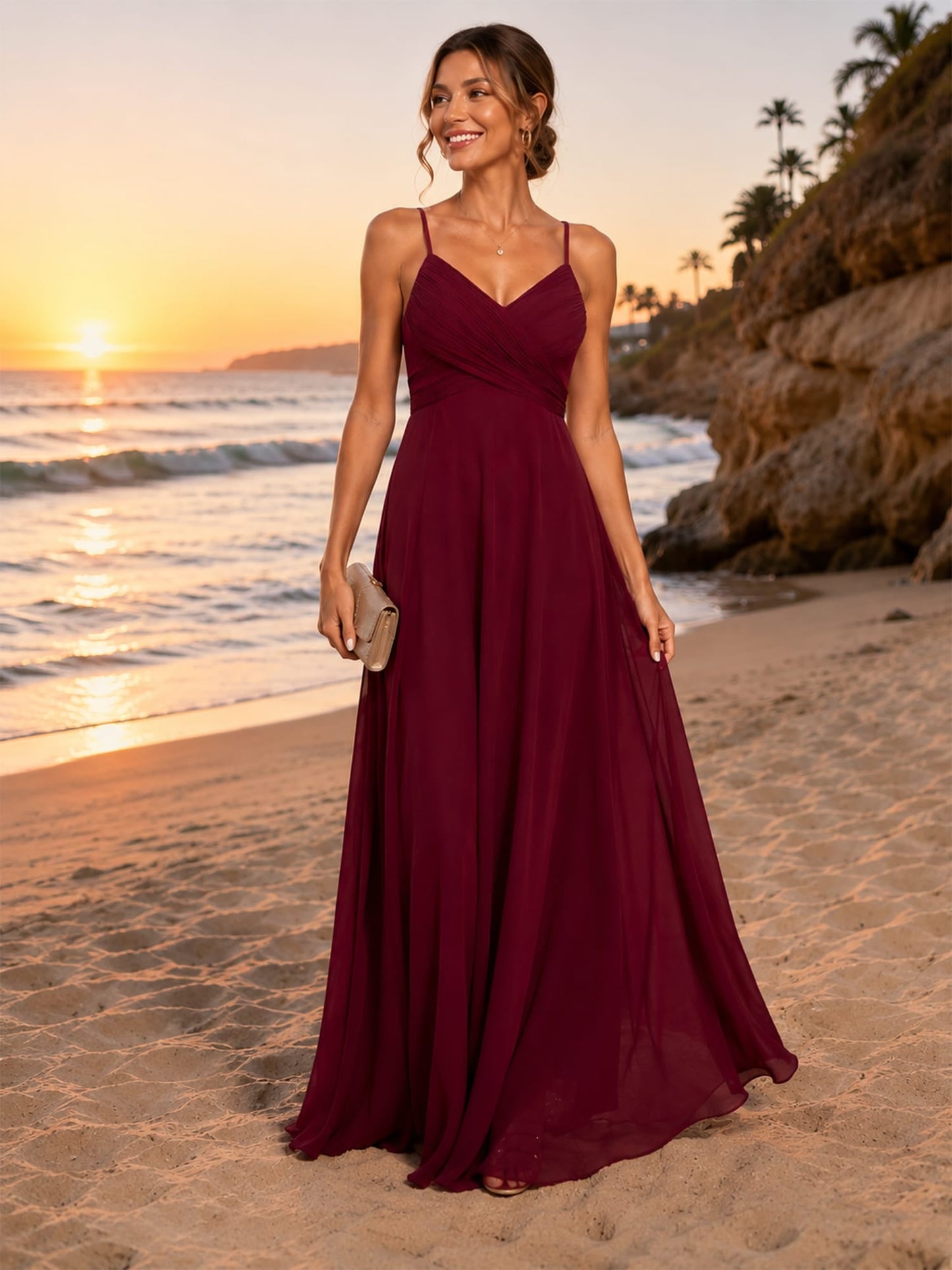 ever NOVA|Sweetheart Draped Back Floor Length Bridesmaid Dress