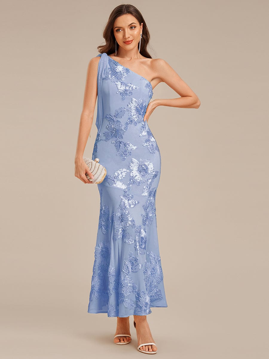 ever ARCELIA|Designer One Shoulder Ribbon Mermaid Evening Dress