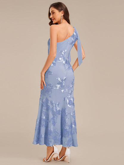 ever ARCELIA|Designer One Shoulder Ribbon Mermaid Evening Dress