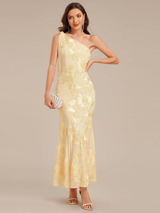 ever ARCELIA|Designer One Shoulder Ribbon Mermaid Evening Dress