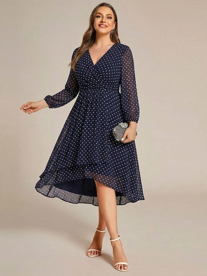 ever BRIAR|Elegant 3/4 Sleeve V-Neck High Low Chiffon Wedding Guest Dress