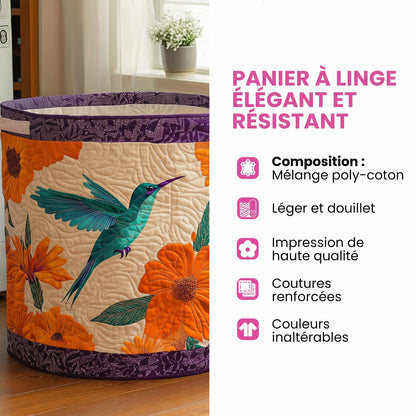 Panier à linge matelassé artisanal – Abeilles et fleurs