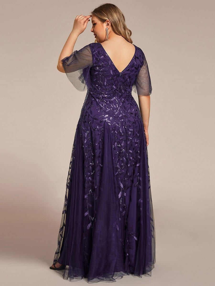 Robe Longue de Soirée Éclatante à Volants et Col en V Romantique