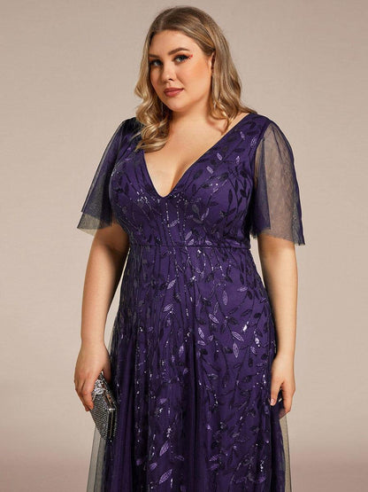 Robe Longue de Soirée Éclatante à Volants et Col en V Romantique