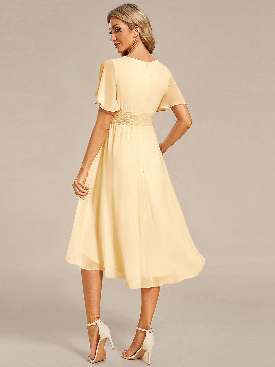 ever EDEN|Flowy Chiffon Round Neckline A-Line Knee Length Wedding Guest Dress