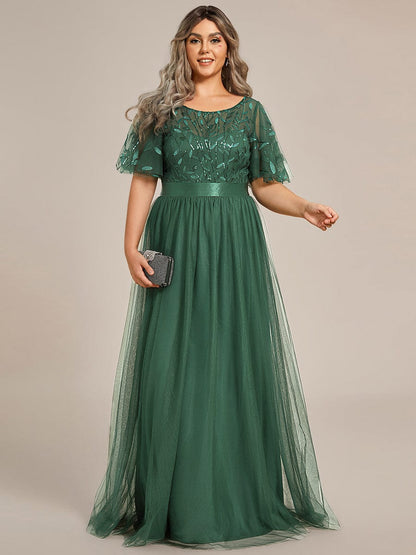 ever SAPHIR|Women's A-Line Short Sleeve Embroidery Floor Length Wedding Guest Dresses