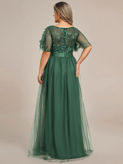 ever SAPHIR|Robes de cérémonie longues à manches courtes et broderies A-Line