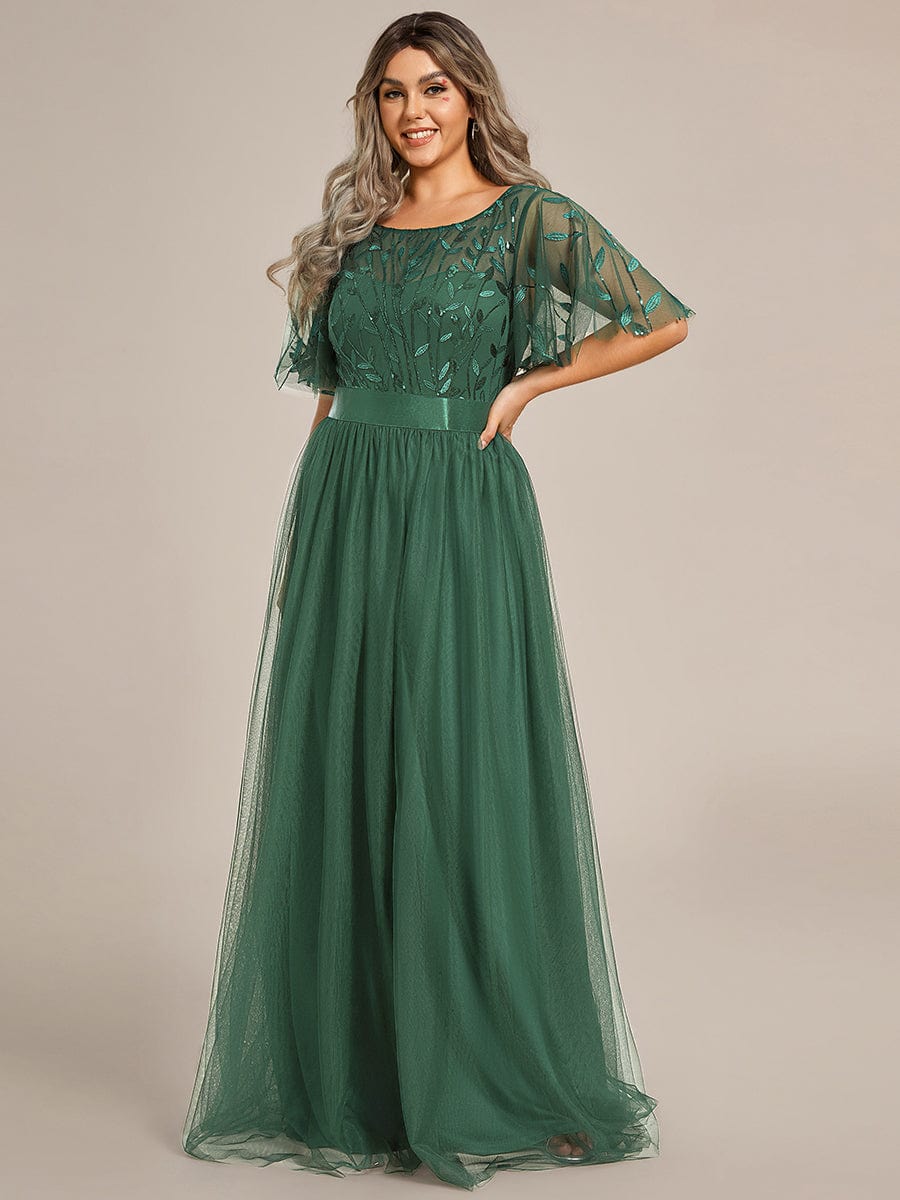 ever SAPHIR|Robes de cérémonie longues à manches courtes et broderies A-Line
