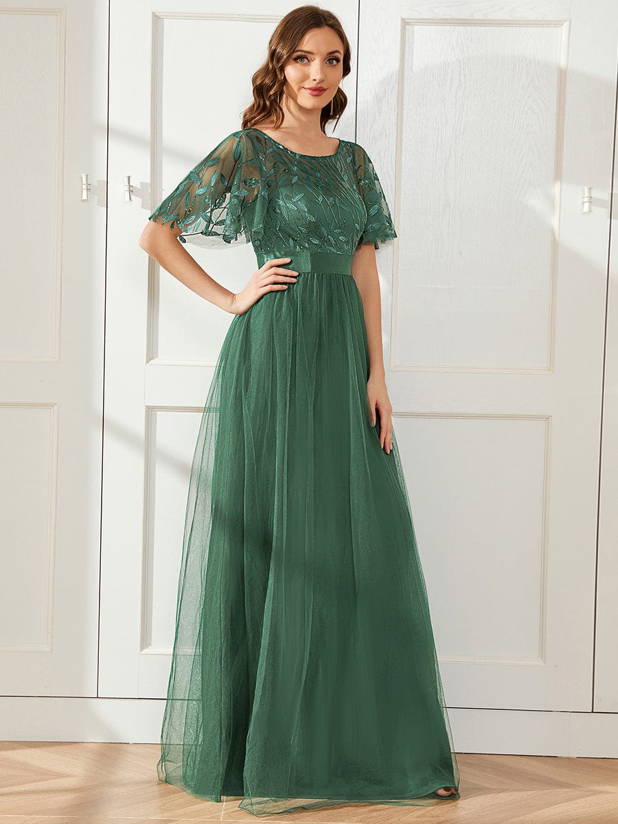 ever SAPHIR|Robes de cérémonie longues à manches courtes et broderies A-Line