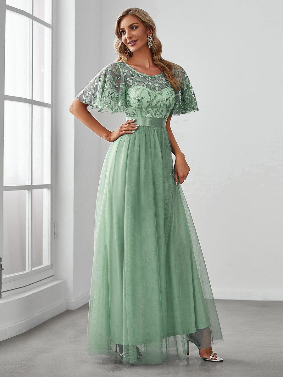 ever SAPHIR|Robes de cérémonie longues à manches courtes et broderies A-Line