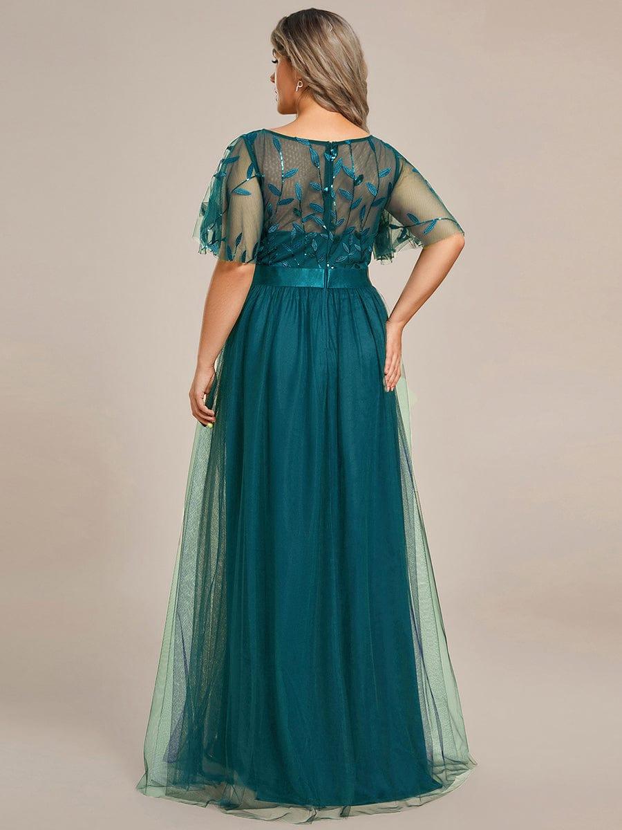 ever SAPHIR|Women's A-Line Short Sleeve Embroidery Floor Length Wedding Guest Dresses