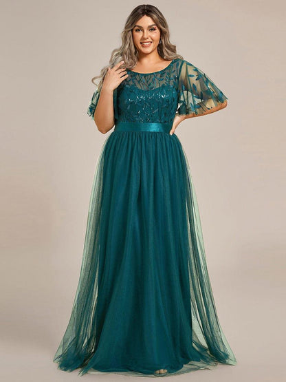 ever SAPHIR|Robes de cérémonie longues à manches courtes et broderies A-Line