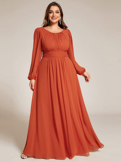 ever CELESTE|Chiffon Long Sleeve Pleated Floor Length Dress