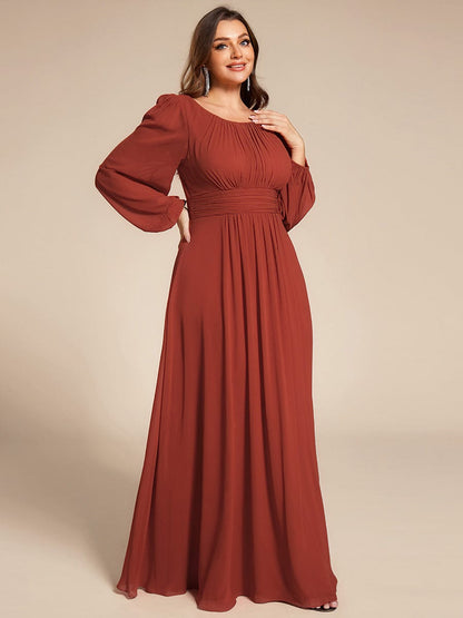 ever CELESTE|Chiffon Long Sleeve Pleated Floor Length Dress