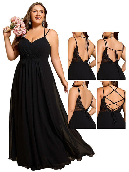 ever RUBY|Multiway Chiffon and Lace Open Back Bridesmaid Dress with Spaghetti Straps