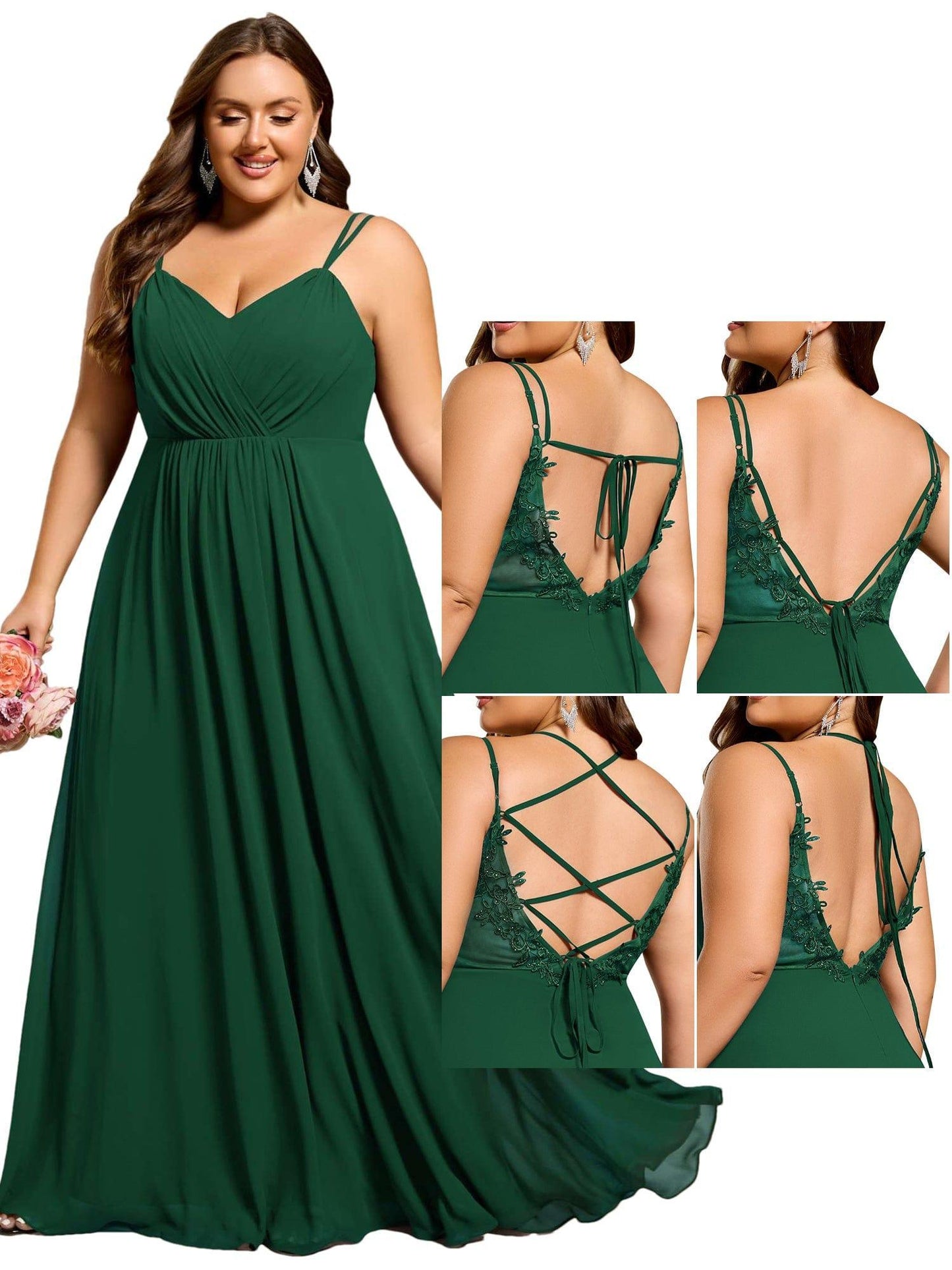 ever RUBY|Multiway Chiffon and Lace Open Back Bridesmaid Dress with Spaghetti Straps