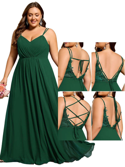 ever RUBY|Multiway Chiffon and Lace Open Back Bridesmaid Dress with Spaghetti Straps