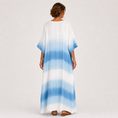 Jamila | Caftan Long en Dégradé Bleu