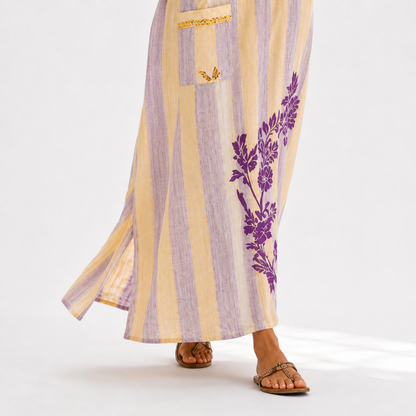 Sofía | Caftan Lilas à Imprimé Floral