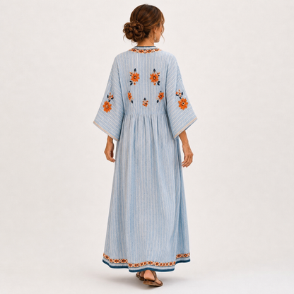 Marina | Caftan Bleu Brodé