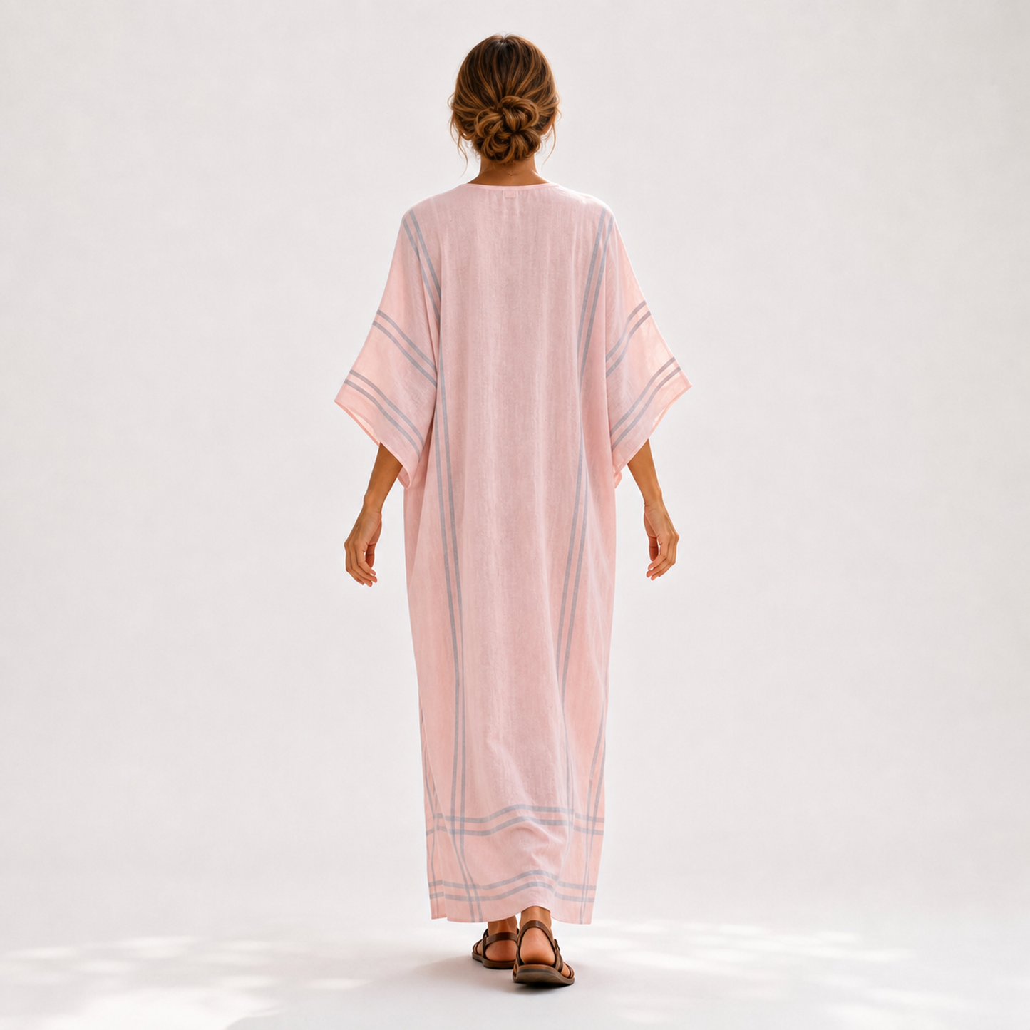 Soraya | Caftan Rayé Rose