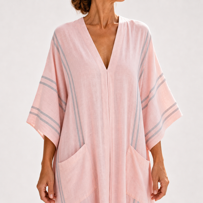 Soraya | Caftan Rayé Rose