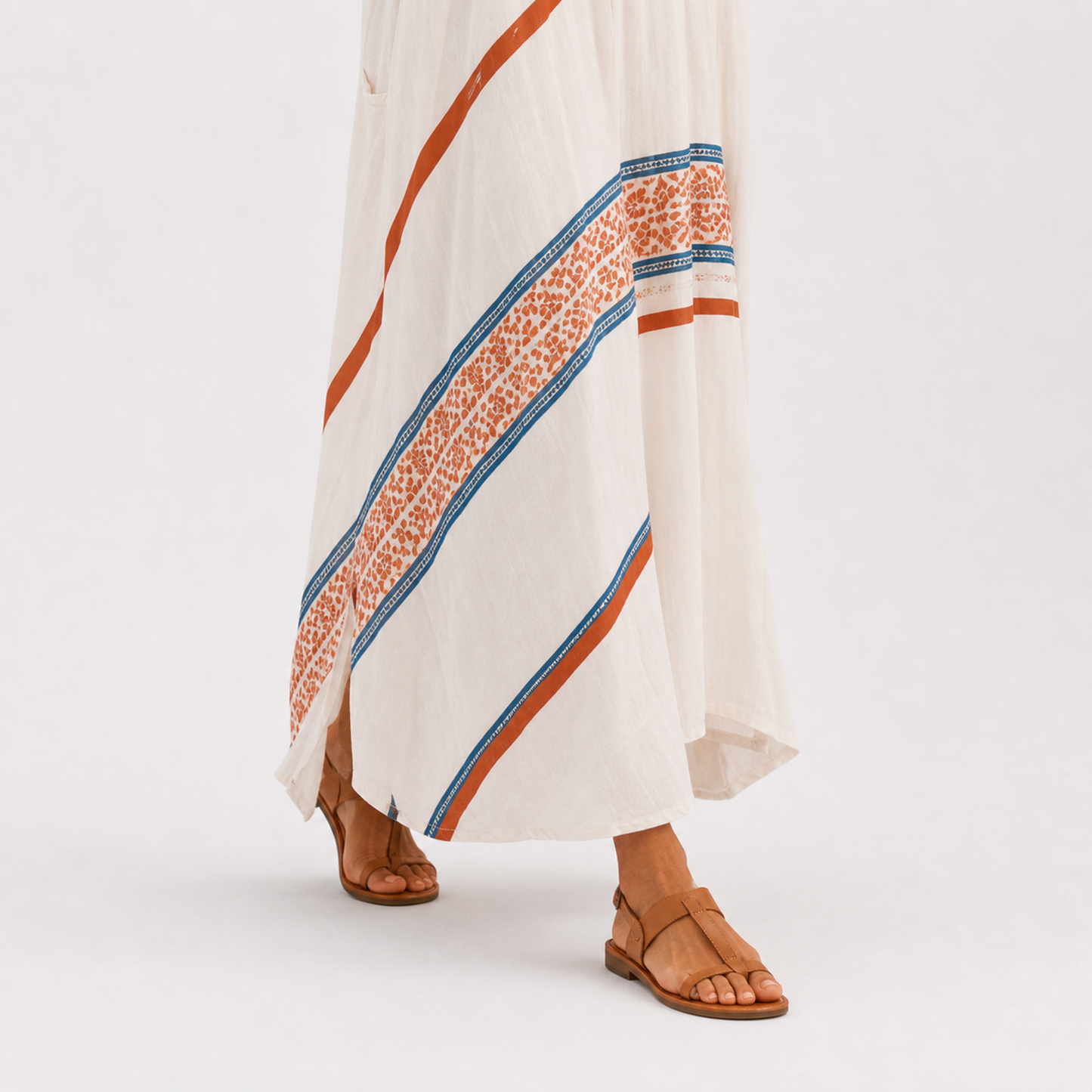 Amira | Caftan Blanc à Imprimé Ethnique