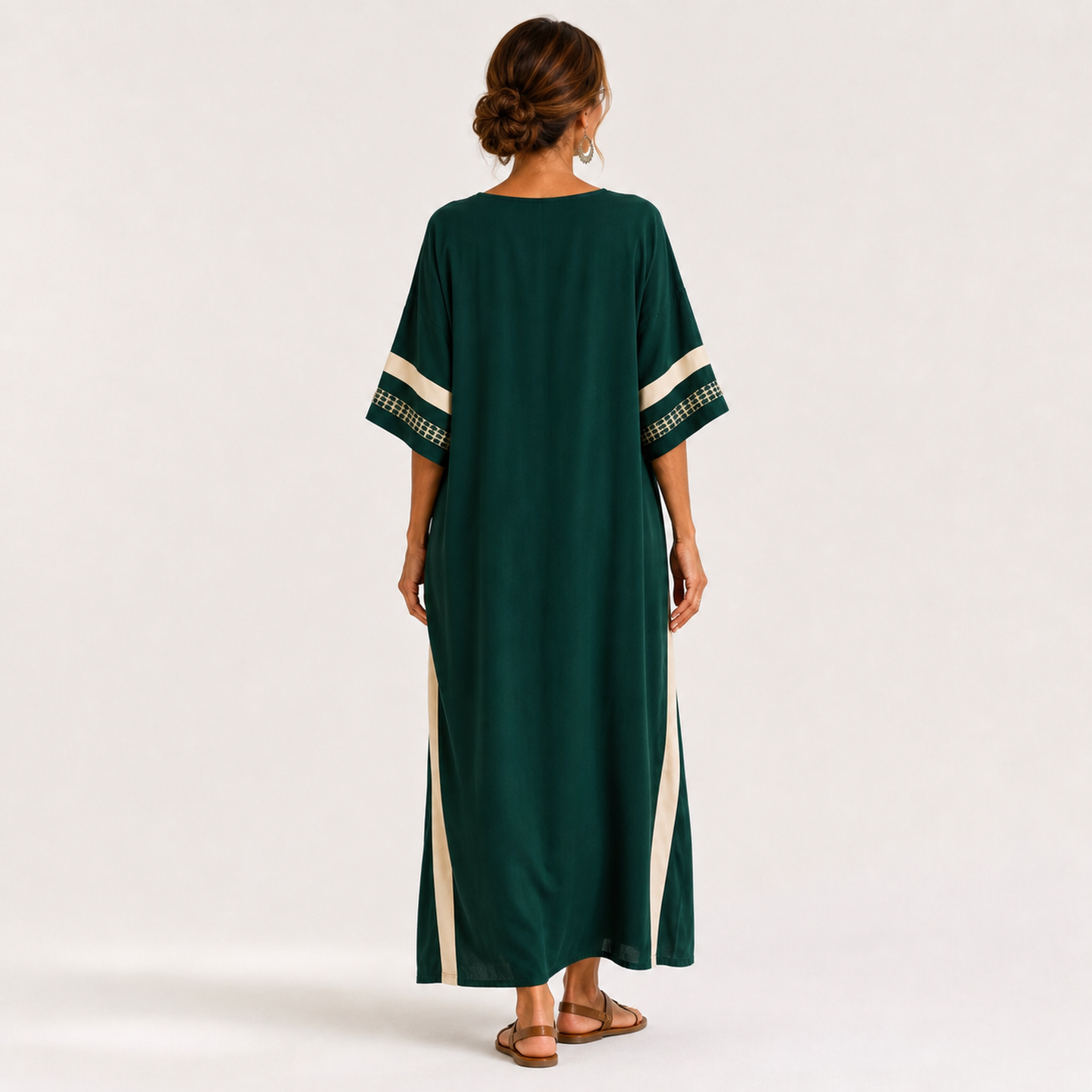 Noor | Caftan Vert à Imprimé Ethnique