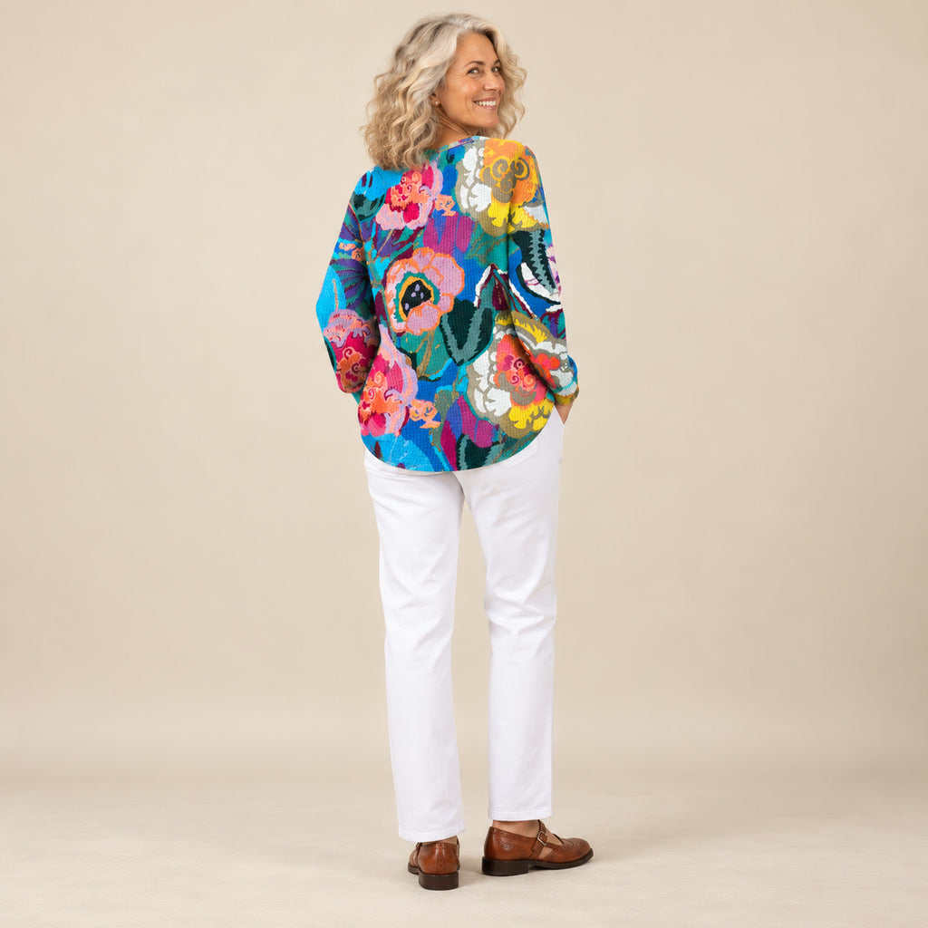 Ida | Pull à grandes fleurs colorées