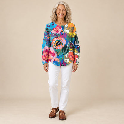 Ida | Pull à grandes fleurs colorées