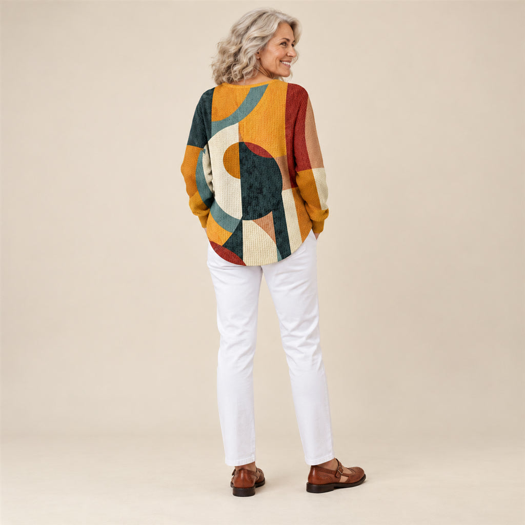 Lærke | Pull en tricot gaufré à motif géométrique