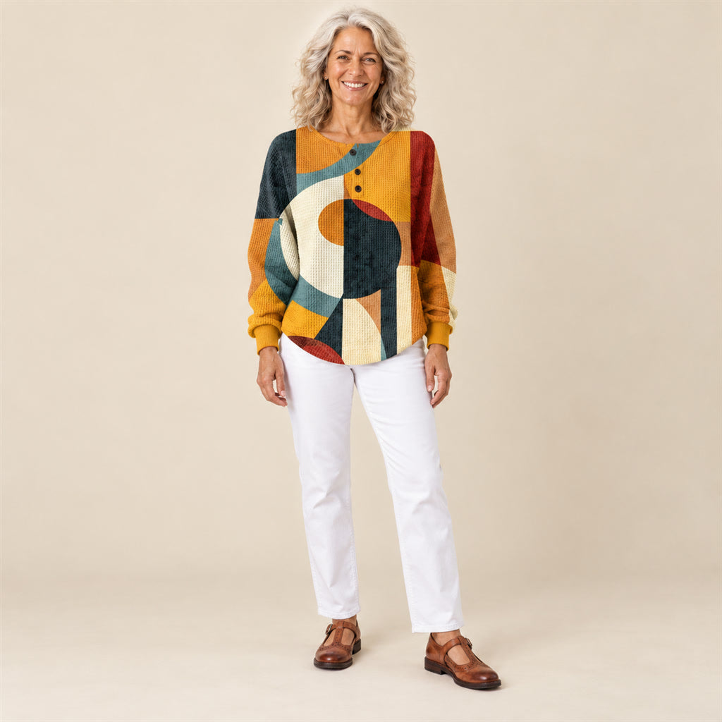 Lærke | Pull en tricot gaufré à motif géométrique
