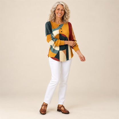 Lærke | Pull en tricot gaufré à motif géométrique