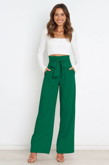 Pantalon Évasé à Ceinture Coordonné