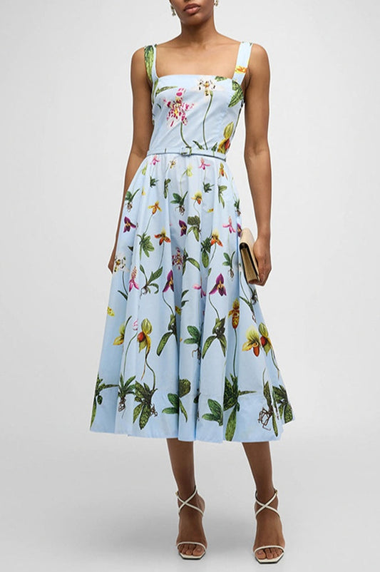 Robe Midi à Dos Nu Orchidée Ceinturée - Révier Paris
