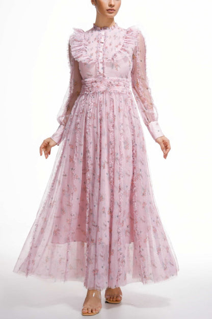 Robe Longue à Manches Longues Fleurie Beryl
