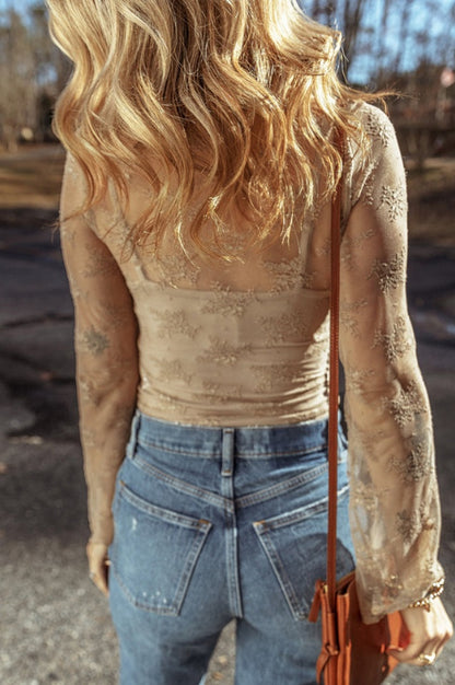 Blouse en Dentelle Maillée au Crochet