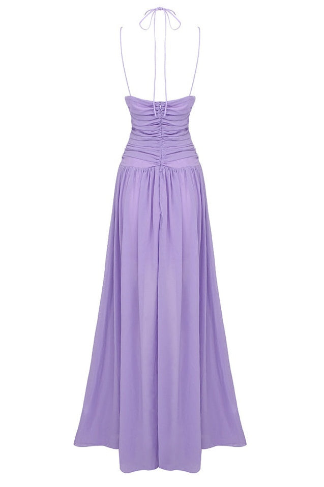 Robe Maxi Fendue et Froissée
