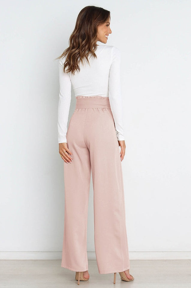 Pantalon Évasé à Ceinture Coordonné