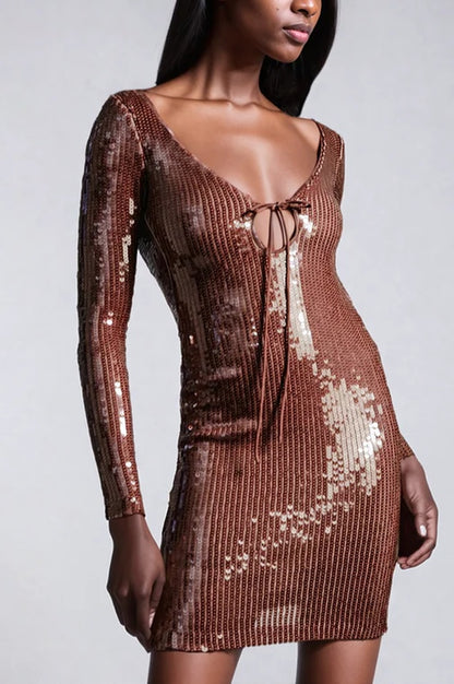 Robe Mini à Manches Longues en Sequins Aoibhe - Révier Paris