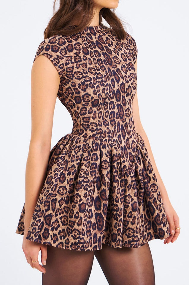 Robe Mini Imprimé Léopard Sans Dos de Jacqueline