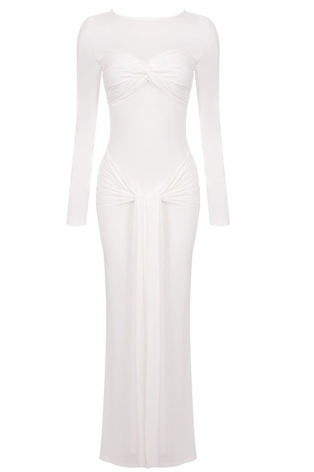 Robe Maxi Longue à Manches Longues à Bretelles