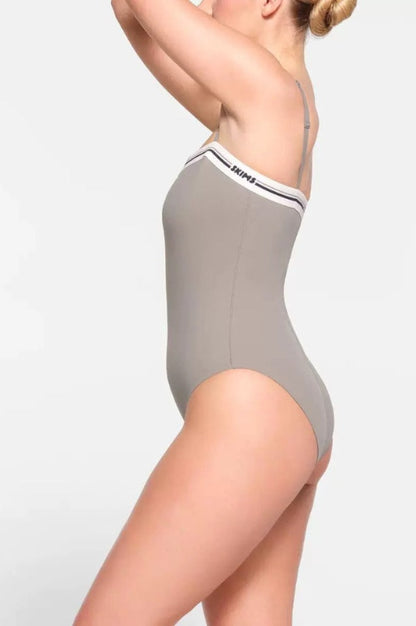 Bodysuit Logo à Encolure Droite