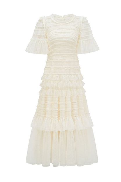 Robe Midi Évasée à Manches Flottantes et Superposée Harper