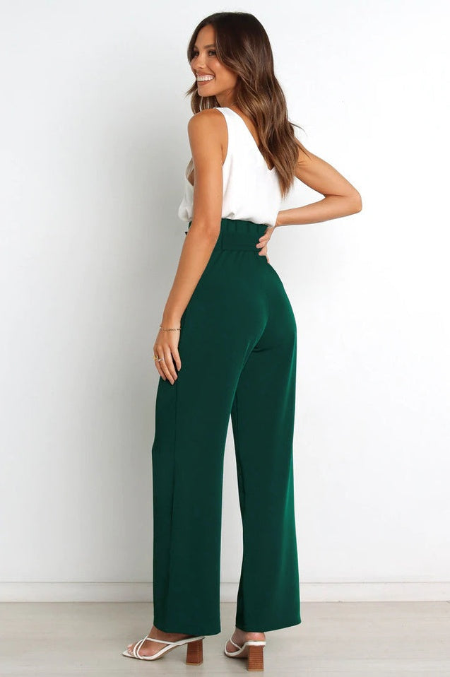 Pantalon Évasé à Ceinture Coordonné